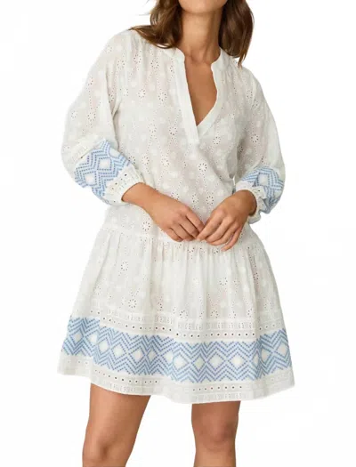 Shoshanna Umbrella Mini Dress In White/blue