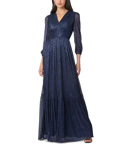 Shoshanna Venus Shimmer Empire Maxi Dress In Blue