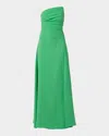 Shoshanna Vicki Strapless Pleated A-line Gown In Green