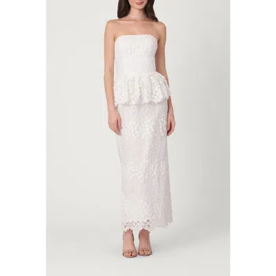 Shoshanna Vine Embroidered Mesh Midnight Lotus Dress In White