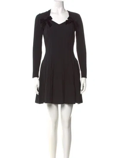 Pre-owned Shoshanna V-neck Mini Dress In Black