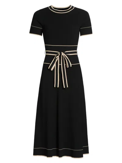 Shoshanna Women's Addison Belted Knit Dress In Black