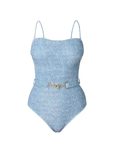 Shoshanna Women's Belted One-piece Swimsuit In Blue