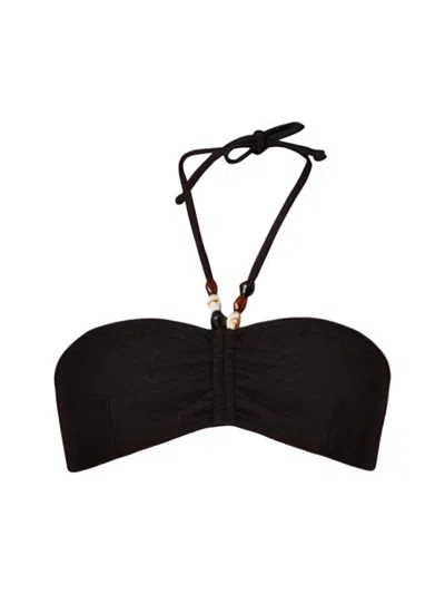 Shoshanna Women's Cinched Tieneck Bikini Top In Blue