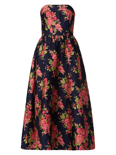 Shoshanna Dana Strapless Floral Jacquard Maxi Dress In Multi
