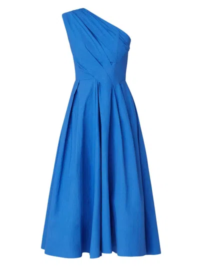Shoshanna Women's Edina One-shoulder Midi-dress In Bright Blue