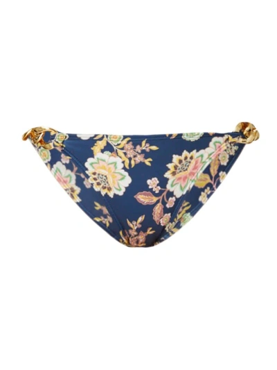 Shoshanna Women's Floral Chain-link Bikini Bottom In Navy Multi