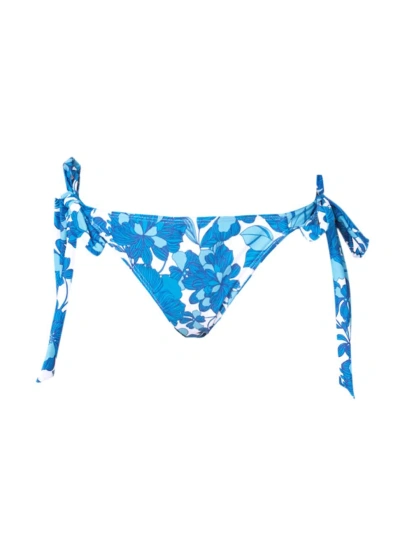 Shoshanna Women's Floral Side-tie Bikini Bottom In Bright Blue Optic