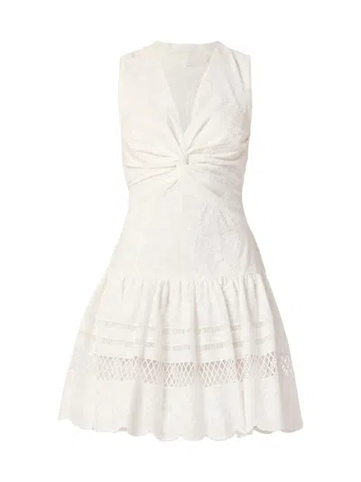 Shoshanna Genivieve Floral-embroidered Flounce Mini Dress In White