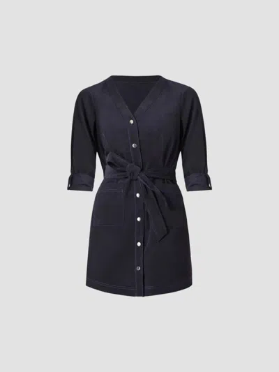 Shoshanna Women's Hamlin Tie Mini Shirdress In Ink