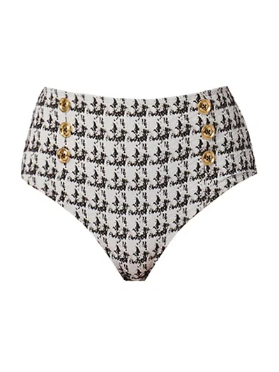 Shoshanna Women's Houndstooth Bikini Bottom In Gray