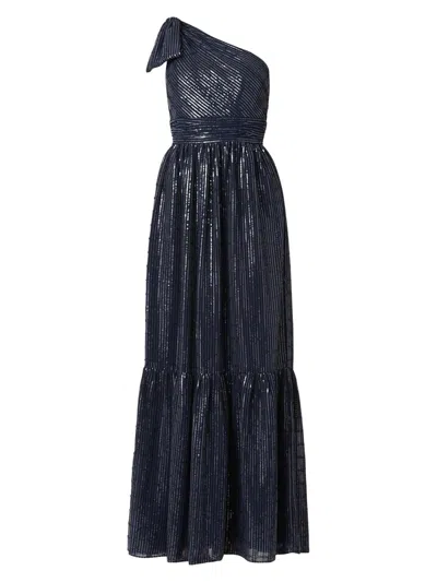 Shoshanna Women's Indigo Sequined One-shoulder Gown In Black