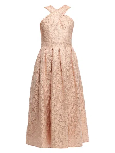 Shoshanna Women's Ivanna Floral Crisscross Halterneck Dress In Pink