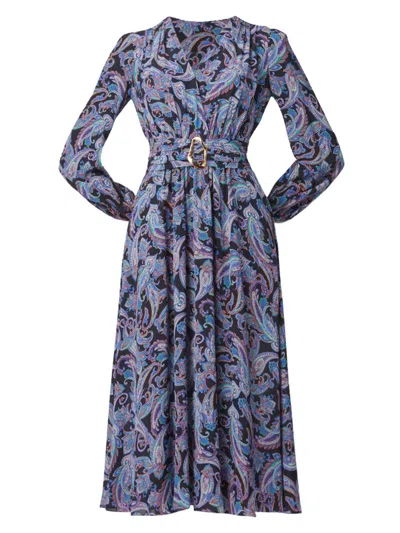 Shoshanna Kendall Paisley-print Viscose Midi Dress In Blue