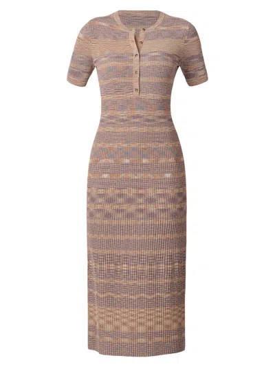 Shoshanna Women's Lara Henley Midi-dress In Brown