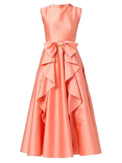 Shoshanna Leo Sleeveless Bow-front Maxi Dress In Orange