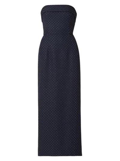 Shoshanna Liza Strapless Crystal-studded Twill Maxi Dress In Black