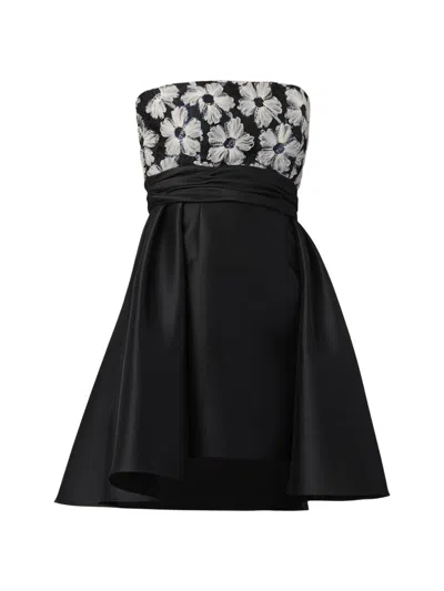 Shoshanna Mandy Strapless High-low Taffeta Mini Dress In Black