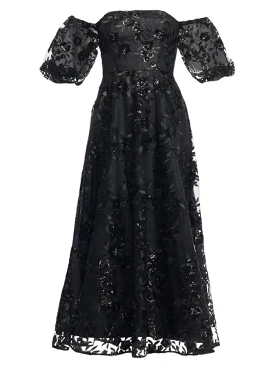 Shoshanna Women's Marcus Sequined Floral Evening Dress In Black