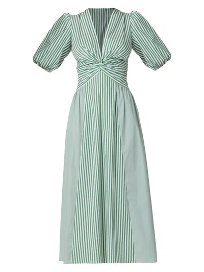 Shoshanna Margaret Pinstripe Dress In Green