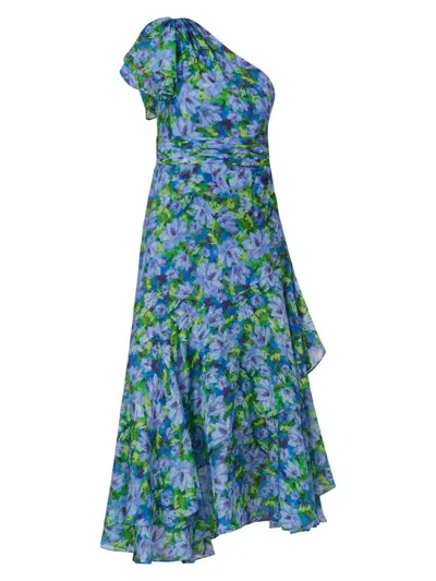 Shoshanna Midnight Sketched Garden Print Melody Dress In Multi