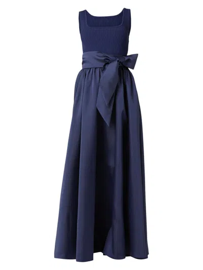 Shoshanna Mercer Two-tone Mixed Media Gown In Blue