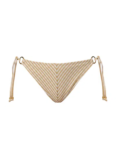 Shoshanna Women's Mitered Striped Triangle Bikini Bottom In Neutral