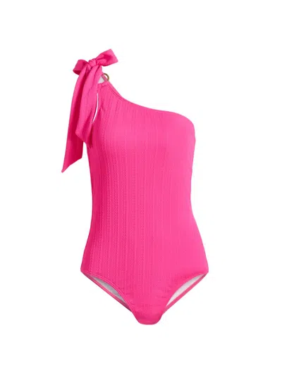 Shoshanna Women's One-shoulder Tie One-piece Swimsuit In Pink
