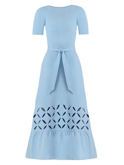 Shoshanna Pendelton Cutout Knit Midi Dress In Blue