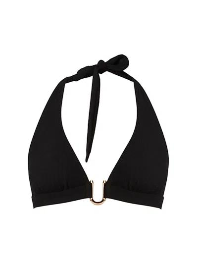 Shoshanna Women's Ring-detail Halterneck Bikini Top In Black