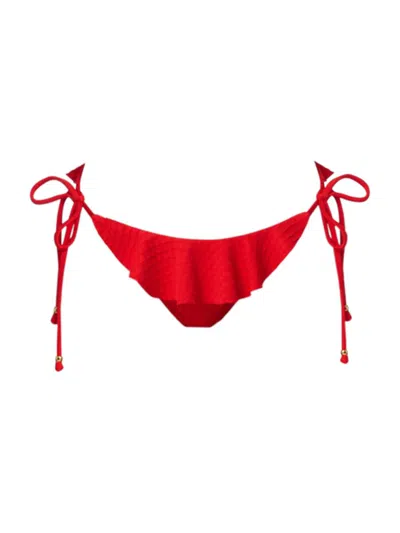 Shoshanna Women's Ruffled Bikini Bottom In Red