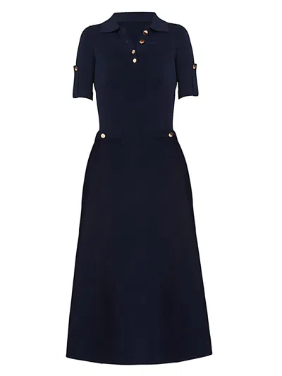 Shoshanna Saylor Button-embellished Knit Midi Dress In Purple