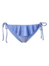Shoshanna String Ruffle Bikini Bottom In Blue