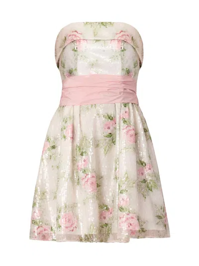 Shoshanna Women's Sullivan Floral Sequined Mini Dress In Pink