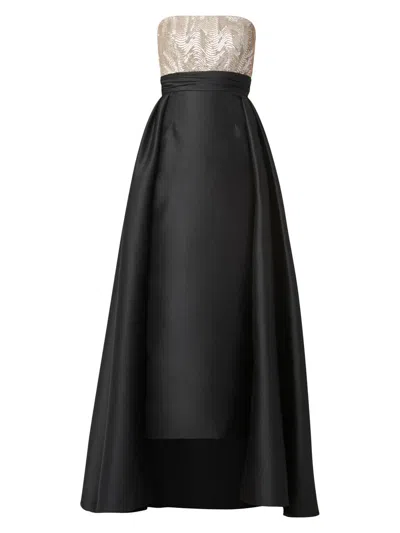 Shoshanna Midnight Tilly Sequin Mikado Combo Dress In Black