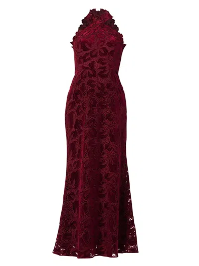Shoshanna Vera Velvet Dress In Burgundy