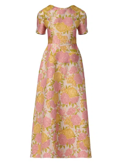 Shoshanna Midnight Sunset Floral Jacquard Vivianne Dress In Neutral