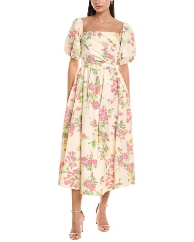 Shoshanna Zarah Linen-blend Midi Dress In Neutral