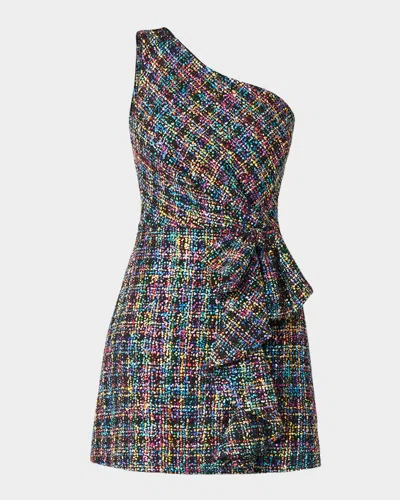 Shoshanna Zoie One-shoulder Sequin Tweed Mini Dress In Multi