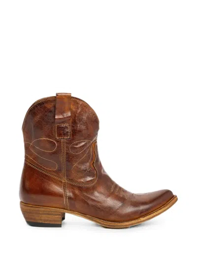 Shoto Embroidered Leather Boots In Animal Print