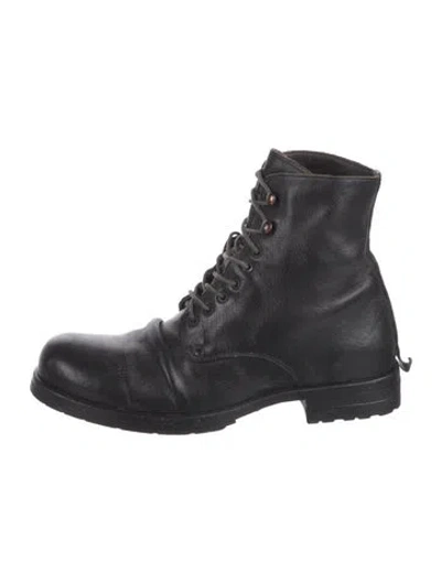 Pre-owned Shoto Leather Combat Boots In Black