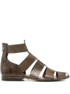 Shoto Strappy Zip-up Sandals In Brown