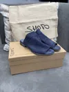 Shoto Suede Navy Slides In Blue