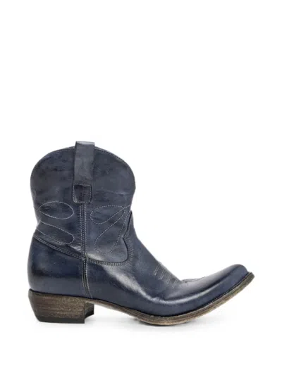 Shoto Western-style Panelled Boots In Blue