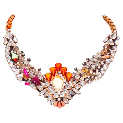 Shourouk Crystal Jewel Short Necklace In Pink