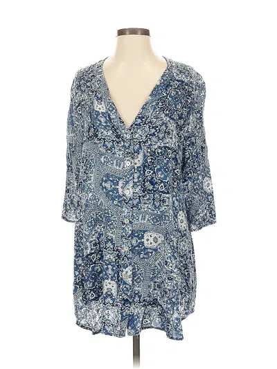 Pre-owned Show Me Your Mumu 3/4 Sleeve Blouse In Blue
