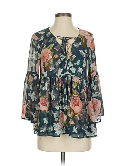 Pre-owned Show Me Your Mumu 3/4 Sleeve Blouse In Blue