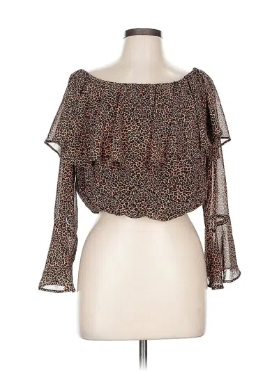 Pre-owned Show Me Your Mumu 3/4 Sleeve Blouse In Brown