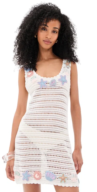 Show Me Your Mumu After Sun Coverup Mini Dress Seashell Crochet In White