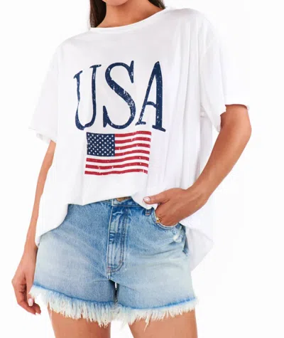 Show Me Your Mumu Airport Tee In Usa Flag Graphic In White